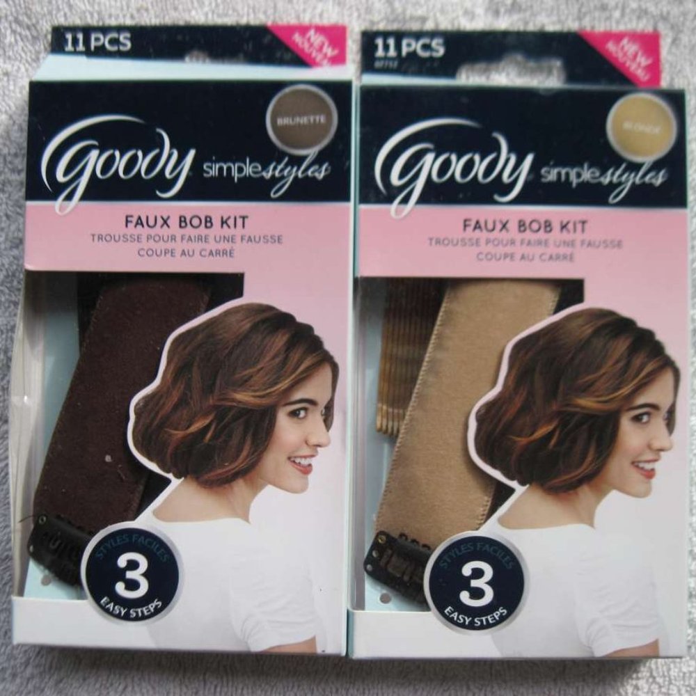 Goody Simple Styles Hair Faux Bob Kit 3 Easy Steps 10 Bobby Pins Blonde Light